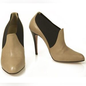 Christian Louboutin Taupe Black Nappa Leather Ankle Booties Size 40 120mm heels